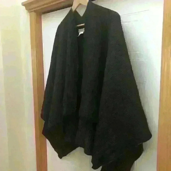 Maria Paola Calugi Italy Pinstripe Knit Wrap Wool Button Accent  Brown Black OS - Picture 3 of 10